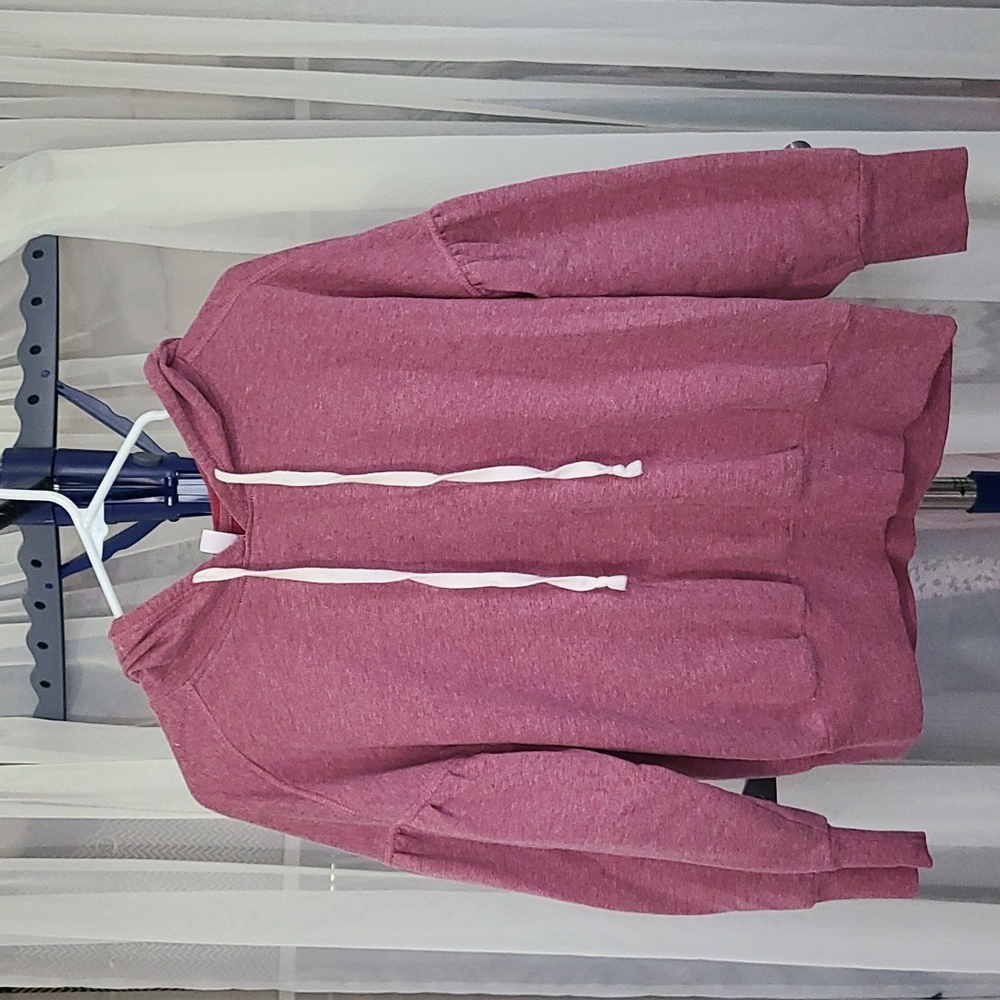 Xhilaration Women's Heather Hooded Puff Sleeve Pullover Sweatshirt. Medium